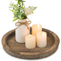 Hanobe Candle Plate Holder Tray: Round Wooden Decorative Candle Plate Small Farmhouse Table Centerpiece Rustic Wood Tealight Pil