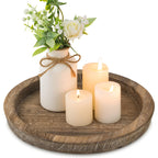 Hanobe Candle Plate Holder Tray: Round Wooden Decorative Candle Plate Small Farmhouse Table Centerpiece Rustic Wood Tealight Pil