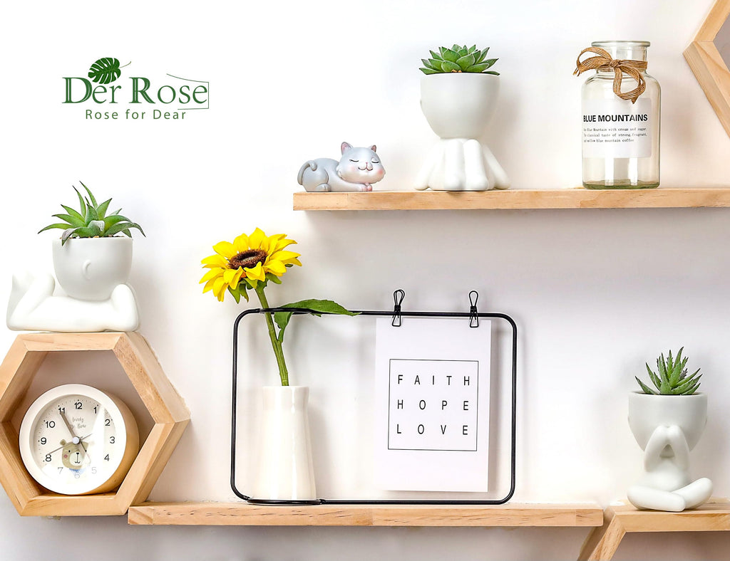 Der Rose 3Pcs Fake Succulents Plants Artificial For Bathroom Bedroom Home Room Decor Aesthetic Indoor