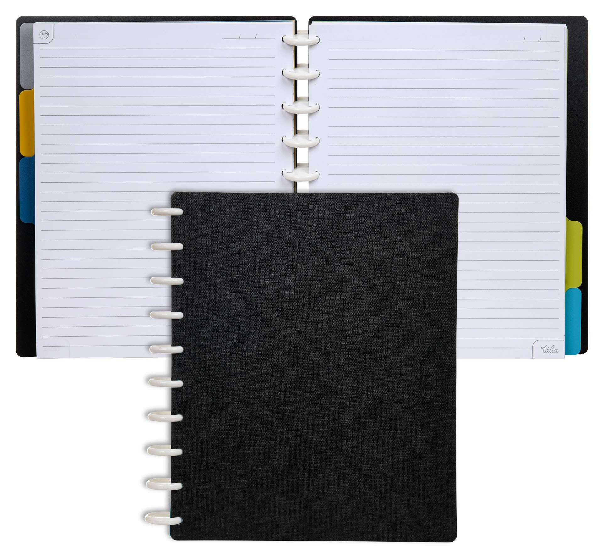 Talia Discbound Notebooks, Planner, Customizable, (Black, Midsize (7.5In X 9.75In))