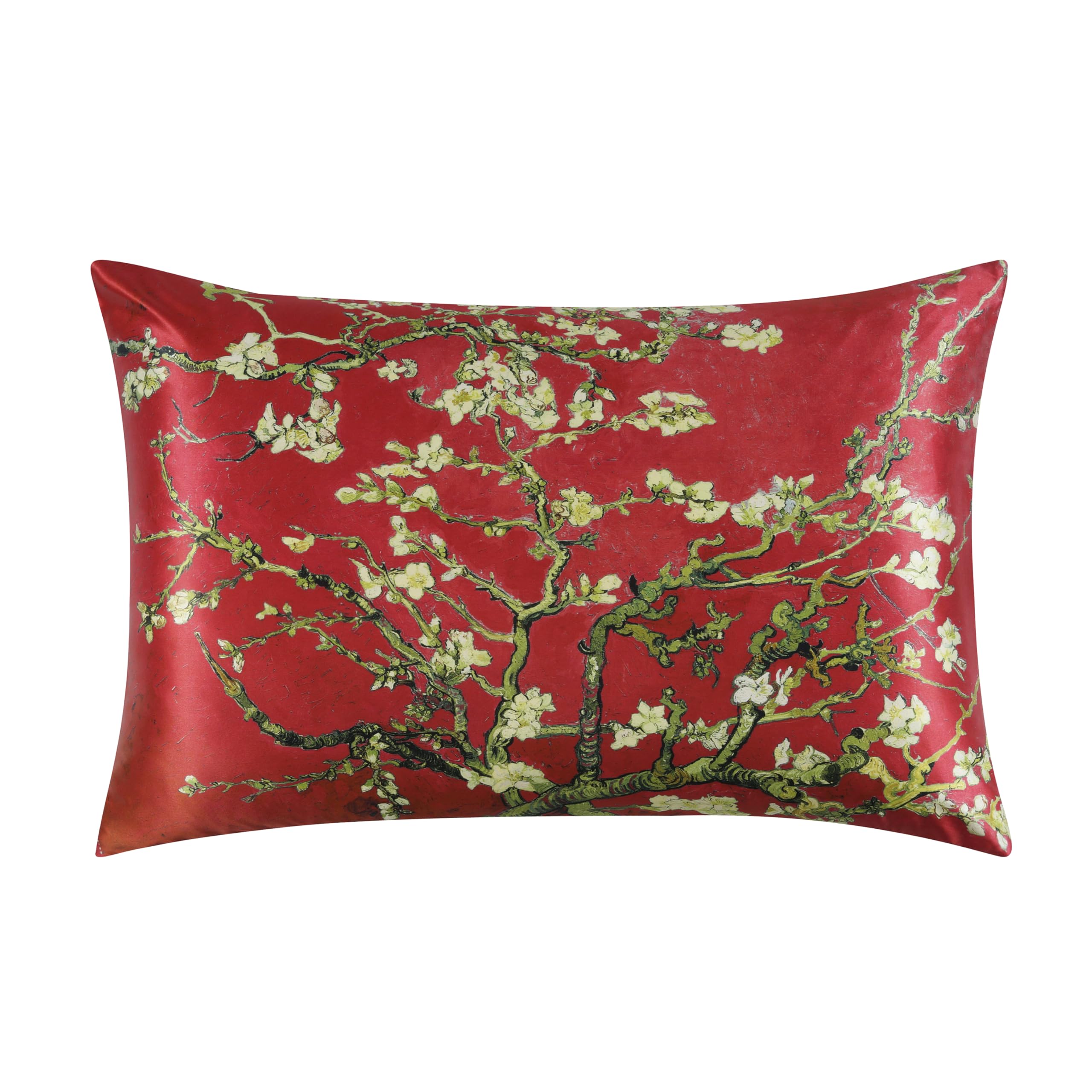 Alaska Bear Luxury Silk Pillowcase For Beauty Sleep, Genuine 22 Momme Mulberry Silk Pillow Case Slip For Room Decor, Red Cherry