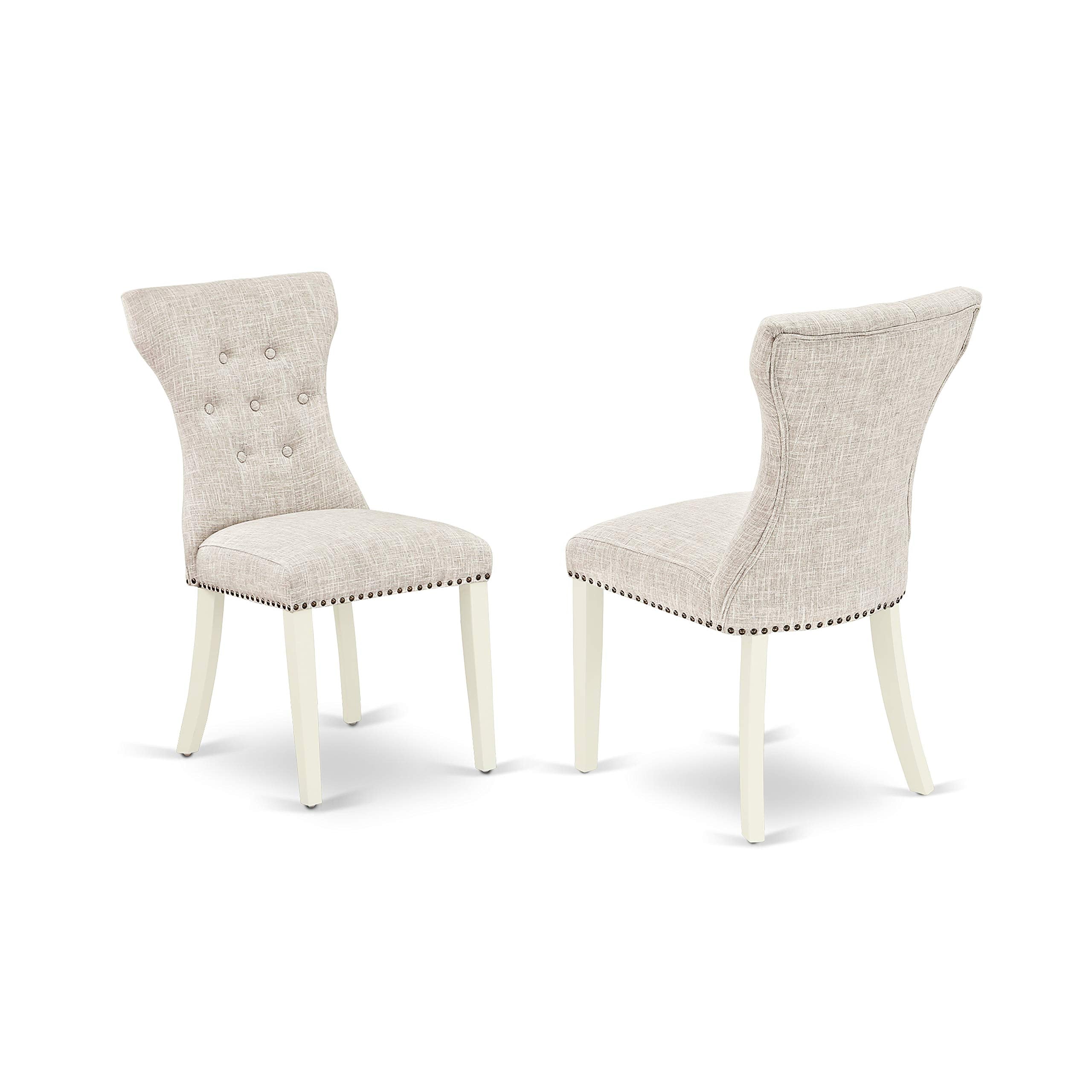 East West Furniture HBGA5-LWH-35 5 Piece Dining Table Set for 4 Includes a Round Kitchen Table with Pedestal and 4 Doeskin Linen Fabric Parsons Dining Chairs, 42x42 Inch, Linen White