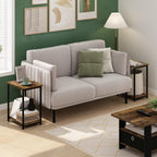 Furinno Simplistic Metal Frame End Table, 2-Pack, Amber Pine