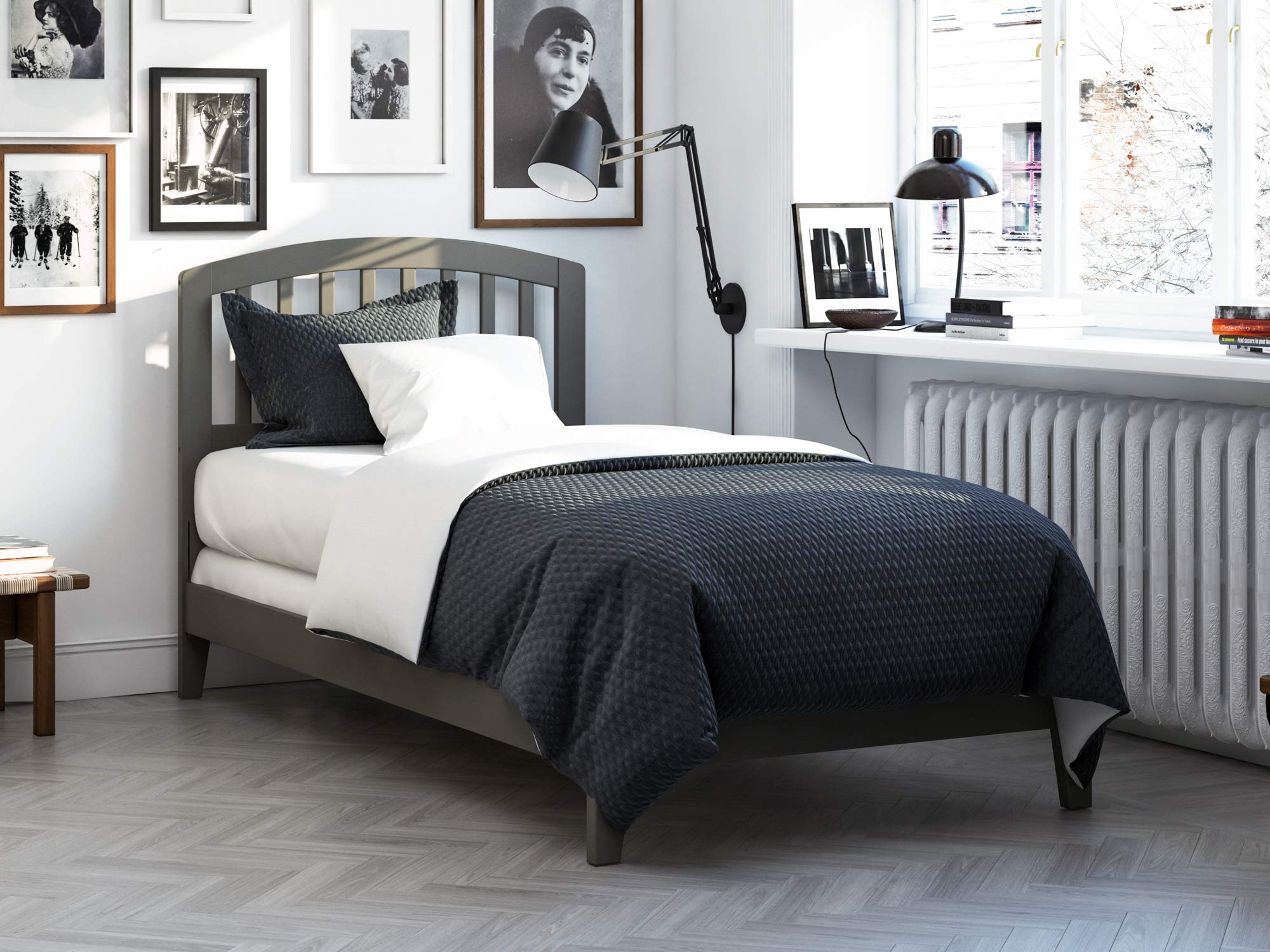 AFI, Richmond Twin XL Foundation Bed with Attachable USB Charger, Grey