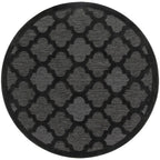 Nourison Easy Care Indoor/Outdoor Charcoal Black 5' X Round Area Rug, Easy Cleaning, Non Shedding, Bed Room, Living Room, Dining Room, Backyard, Deck, Patio (5 Round)