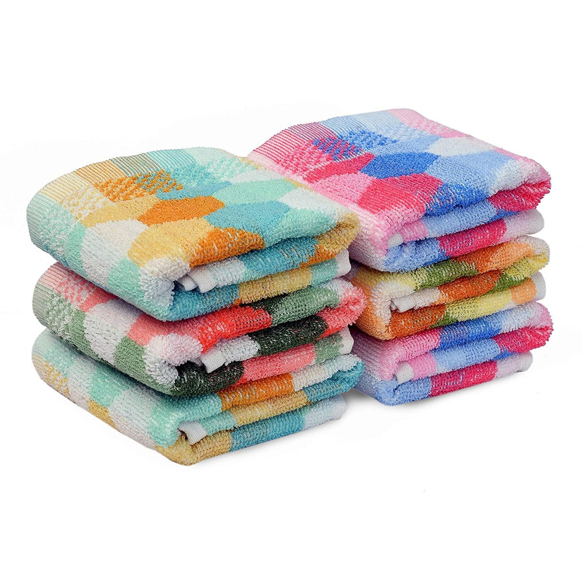 Outlay Home 100% Cotton Hand Towels Set (14 x 21 Inches)  6 Pieces  Multicolor