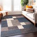 Rugshop Contemporary Blue Boxes Design Non-Slip Area Rug 5 x 7 - Trendy Geometric Pattern
