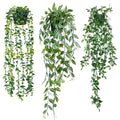 Sggvecsy Fake Hanging Plants 3 Pack Artificial Eucalyptus Fake Potted Greenery Faux Eucalyptus Mandala Vine Pea Pod for Home Ind