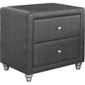 Upholstered 2 Drawer Nightstand, White/ White
