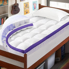 ChiXpace Dual Layer Memory Foam Twin XL Mattress Topper - 2 Inch Gel Egg Crate Foam and 2 Inch Cooling Pillow Top Cover Rayon, T