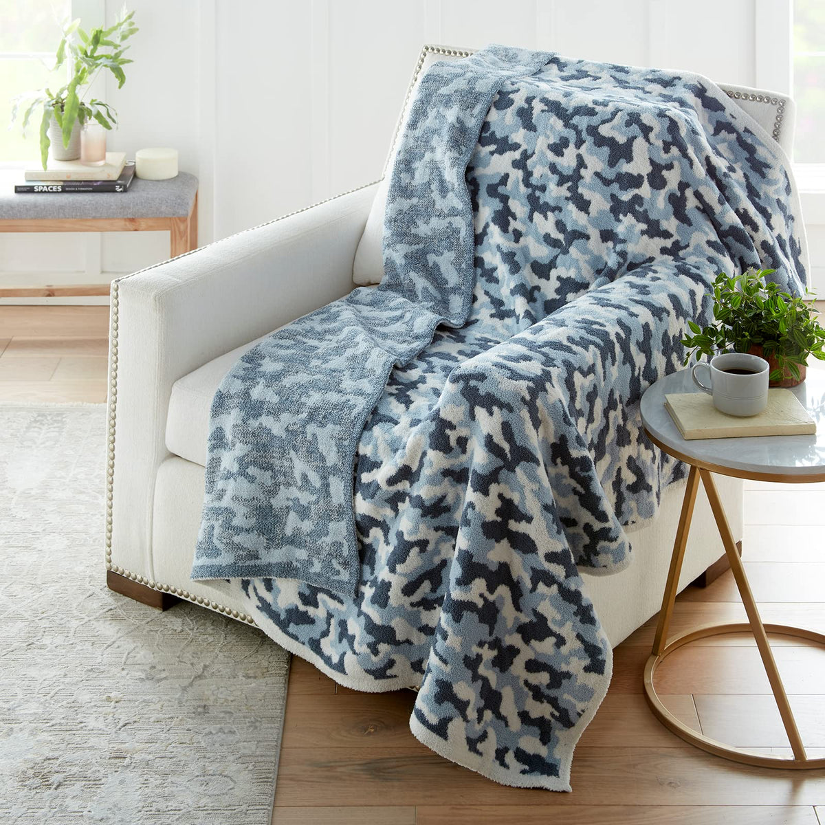 Crafted By Catherine Camouflage Print Cozy Knit Throw Blanket 60' X 70' Inches, Soft Comfy Decorative Throw For Couch Bed Sofa