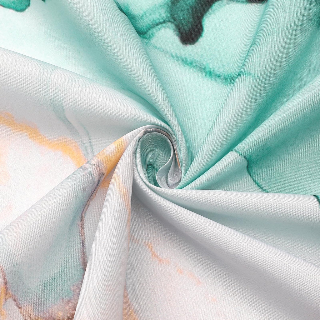 Gibelle Abstract Marble Shower Curtain, Teal Grey Fabric Shower Curtain For Bathroom, Modern Ink Art Decor Waterproof Shower Cur