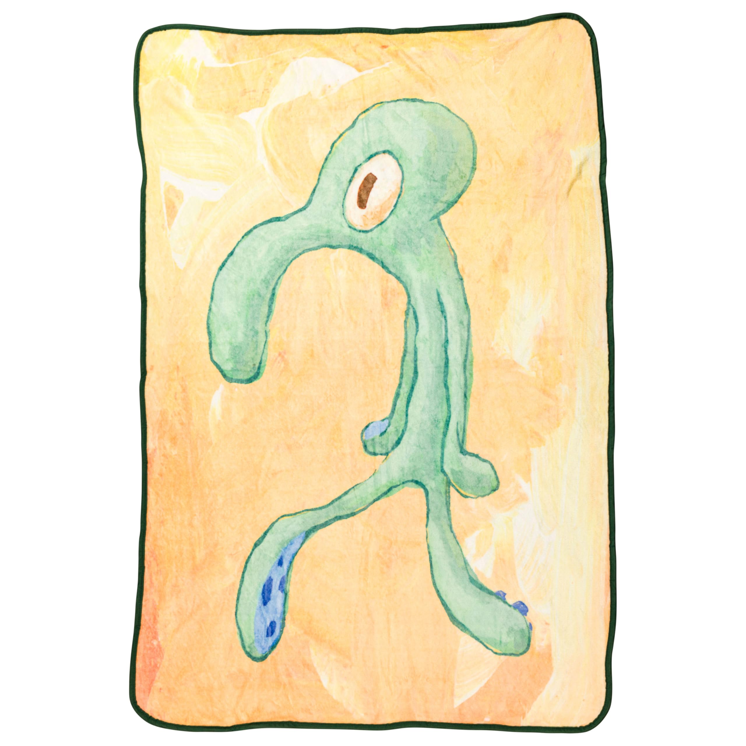 Silver Buffalo Spongebob Squarepants Squidward Artwork 45' X 60' Fleece Throw, Soft And Cozy Blanket, 180 Gsm