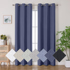 Aiyufneg Indigo Blue 100% Blackout Curtains 84 Inches Long for Bedroom, Morden Textured Drapes for Living Room, Thermal Insulate