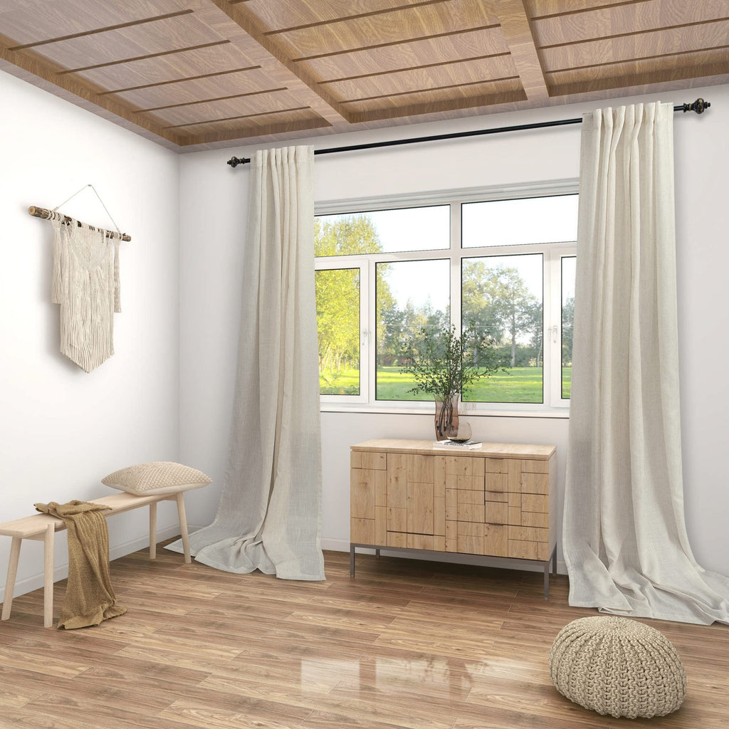 Koufall Tan Beige Back Tab Rod Pocket Linen Sheer Curtains 60 By 108 For Living Room Bedroom