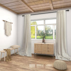 Koufall Tan Beige Back Tab Rod Pocket Linen Sheer Curtains 60 By 108 For Living Room Bedroom