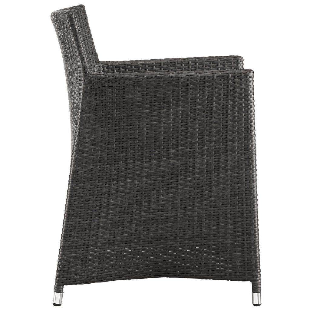 Modway Junction Wicker Rattan Outdoor Patio Dining Armchair With Cushion In Brown White