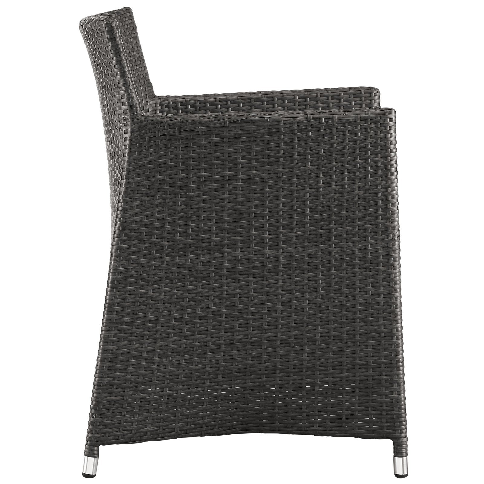 Modway Junction Wicker Rattan Outdoor Patio Dining Armchair With Cushion In Brown White