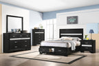 Coaster Home Furnishings Miranda Contemporary 5-Piece Bedroom Set Full Size Storage Panel Bed Frame 50-inch Headboard Black 206361F-S5