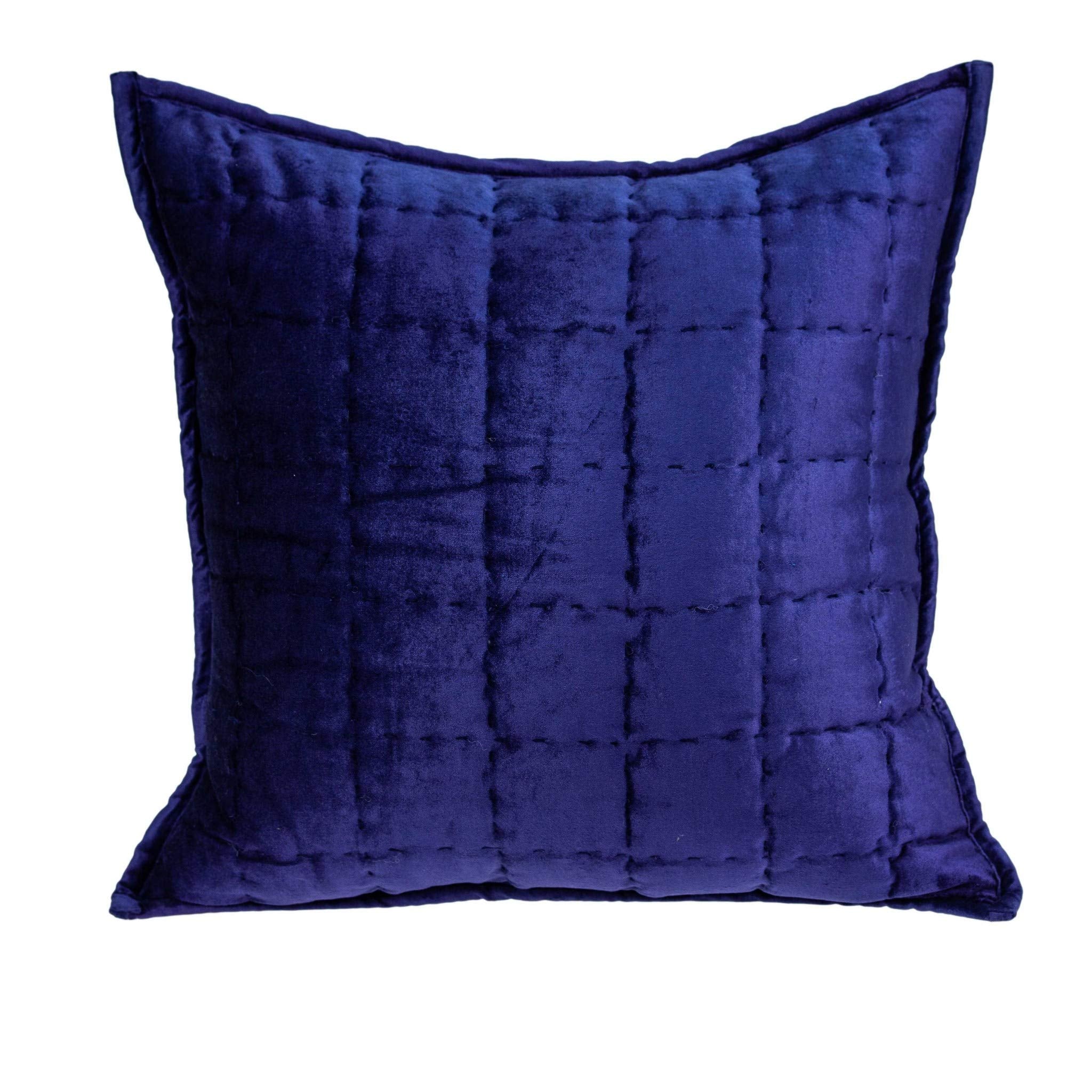 HomeRoots 50% Cotton, 50% Viscose 20' x 7' x 20' Transitional Royal Blue Quilted Pillow Cover with Poly Insert