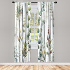 Ambesonne Green Window Curtains, Watercolor Look Modern Illustration Of Urban Jungle Leaves With Stripes, Lightweight Decorative