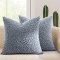MIULEE Pack of 2 Dusty Blue Faux Fur Throw Pillow Covers 18x18 Inch Boucle Decorative Sherpa Pillow Covers Fuzzy Accent Soft She