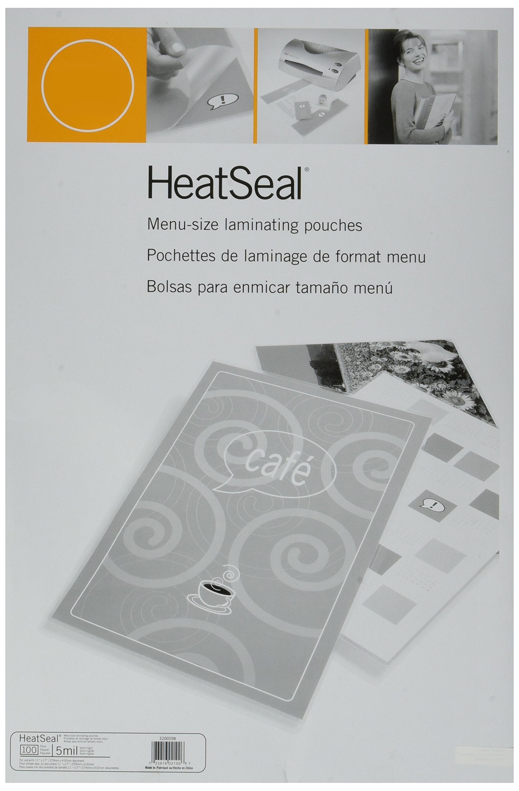 Gbc Laminating Sheets, Thermal Laminating Pouches, Menu Size, 5 Mil, Heatseal Ultraclear, 100 Pack (3200598)