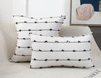 Nuyecy Set Of 2 Boho Throw Pillow Covers 30X30,Black Off White Neutral Couch Pillow Case With Tassel Fringe Decorative,Modern Ac