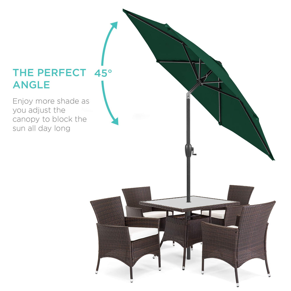 Best Choice Products 7.5Ft Heavy-Duty Round Outdoor Market Table Patio Umbrella W/Steel Pole, Push Button Tilt, Easy Crank Lift - Green