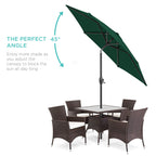 Best Choice Products 7.5Ft Heavy-Duty Round Outdoor Market Table Patio Umbrella W/Steel Pole, Push Button Tilt, Easy Crank Lift - Green