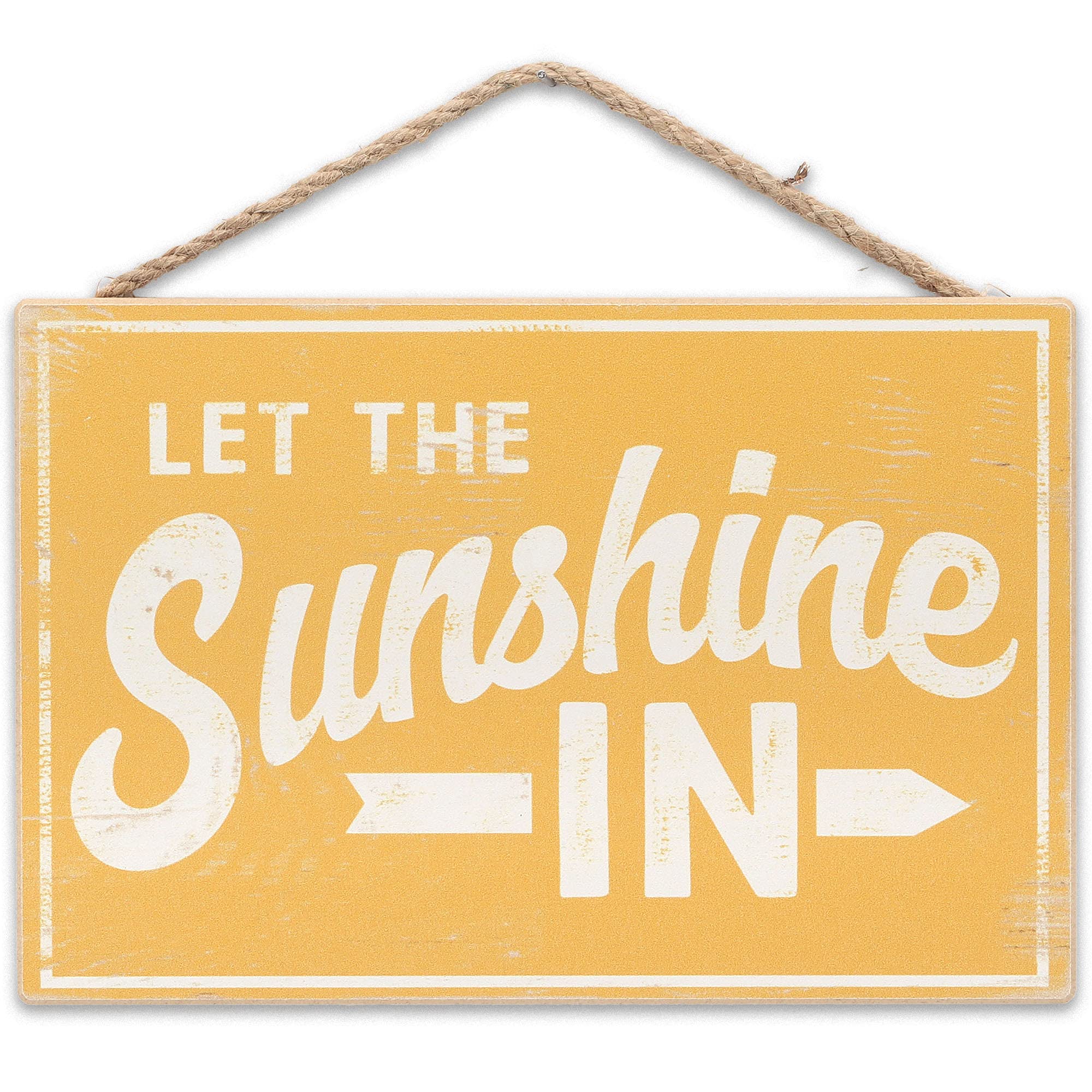 Let the Sunshine In Wood Wall Decor - Inspirational Hanging Sign for Sun Room, Dining Room, or Kitchen