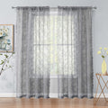 Sheer Lace Curtains For Bedroom Living Room 55 X 95 Inch Long Vintage Rose Floral Embroidery Grey Sheer Curtain Panels Light Fil