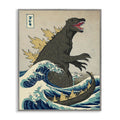 Stupell Industries Godzilla in the Waves Eastern Poster Style Illustration Framed Giclee Art Design By Artist Michael Buxton