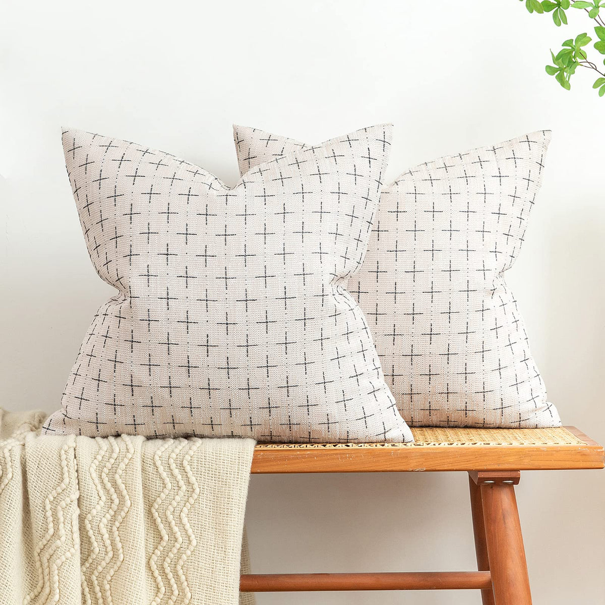 Miulee Burlap Linen Decorative Throw Pillow Covers Pack Of 2 Modern Farmhouse Pillowcases Rustic Woven Textured Cushion Cover Fo