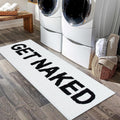 White Get Naked Bath Mat, Long Runner Mat for Bathroom, Cute Fun Simple Bath Rug, Water Absorbent Non-Slip Microfiber Mat, 18x47