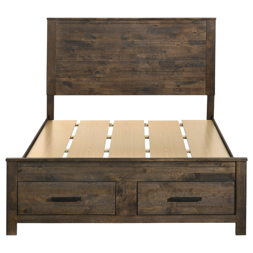 Coaster Home Furnishings Woodmont Farmhouse Wood Queen Size Storage Panel Bed Frame 54-inch Headboard Rustic Golden Brown 222631Q