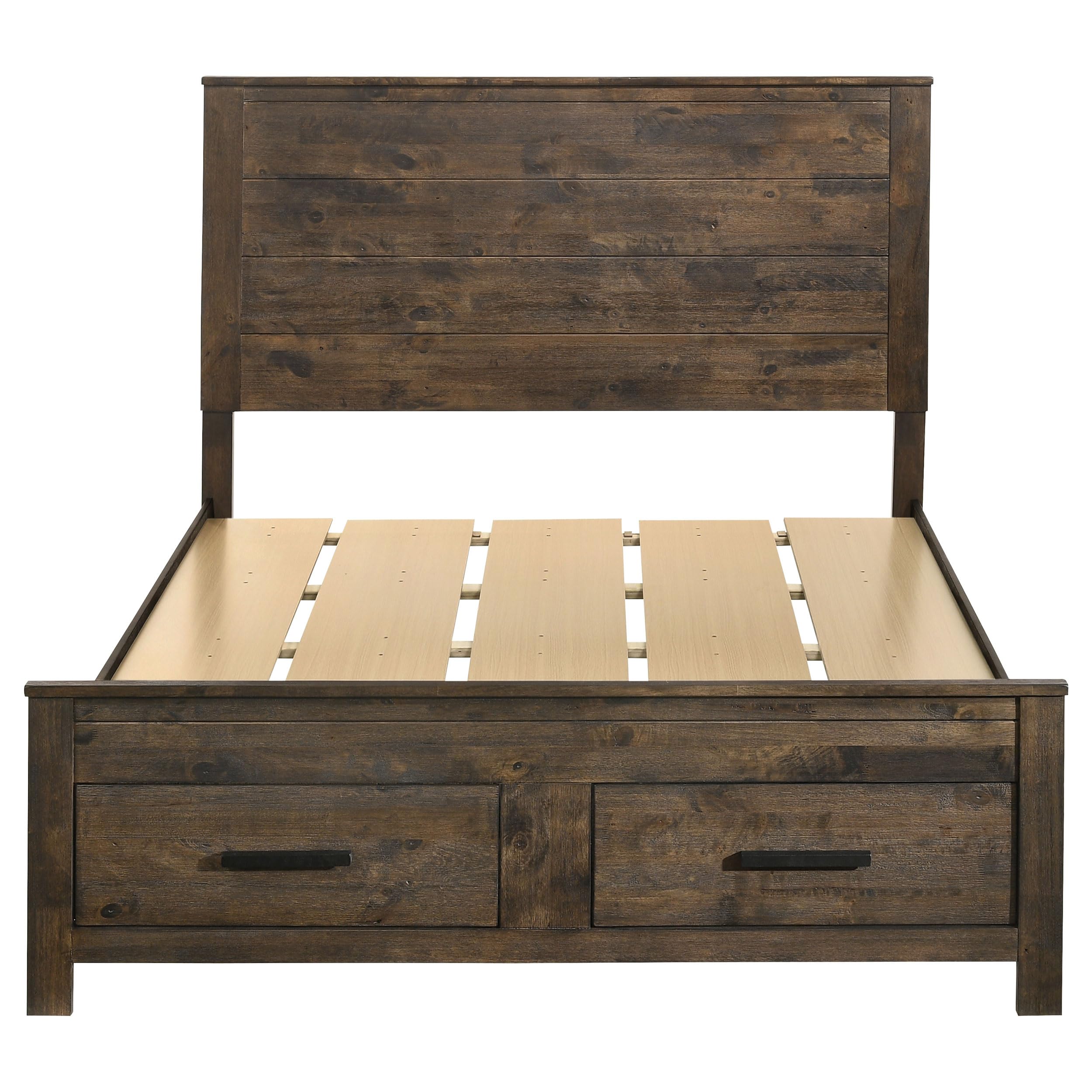 Coaster Home Furnishings Woodmont Farmhouse Wood Queen Size Storage Panel Bed Frame 54-inch Headboard Rustic Golden Brown 222631Q