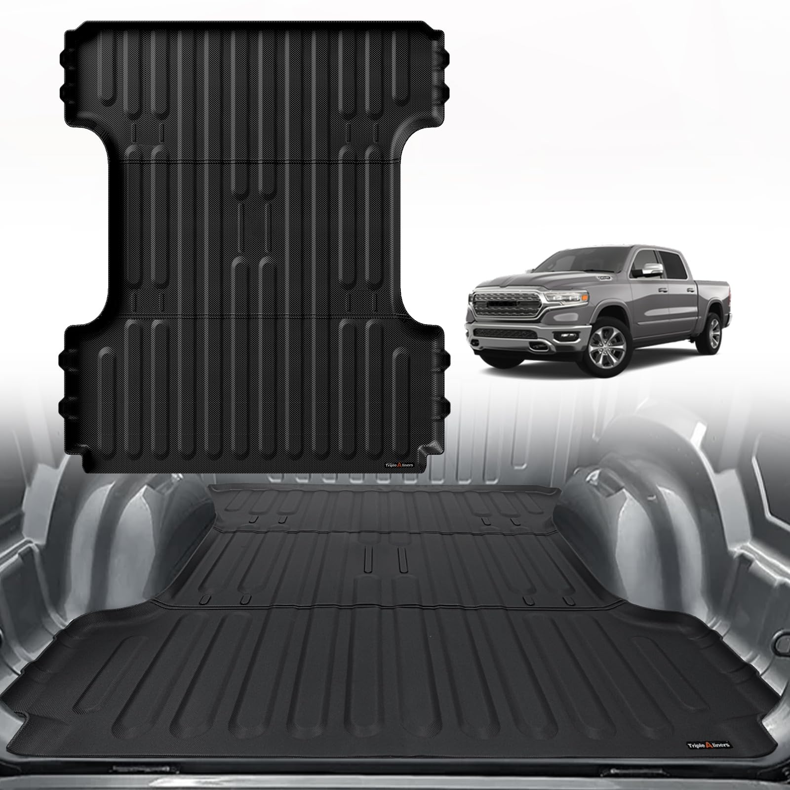 Triplealiners Truck Bed Mat Compatible With 2019-2024 2025 Ram 1500 Accessories 6 '4 ' Vehicle Perfectly Flush All Weather Prot