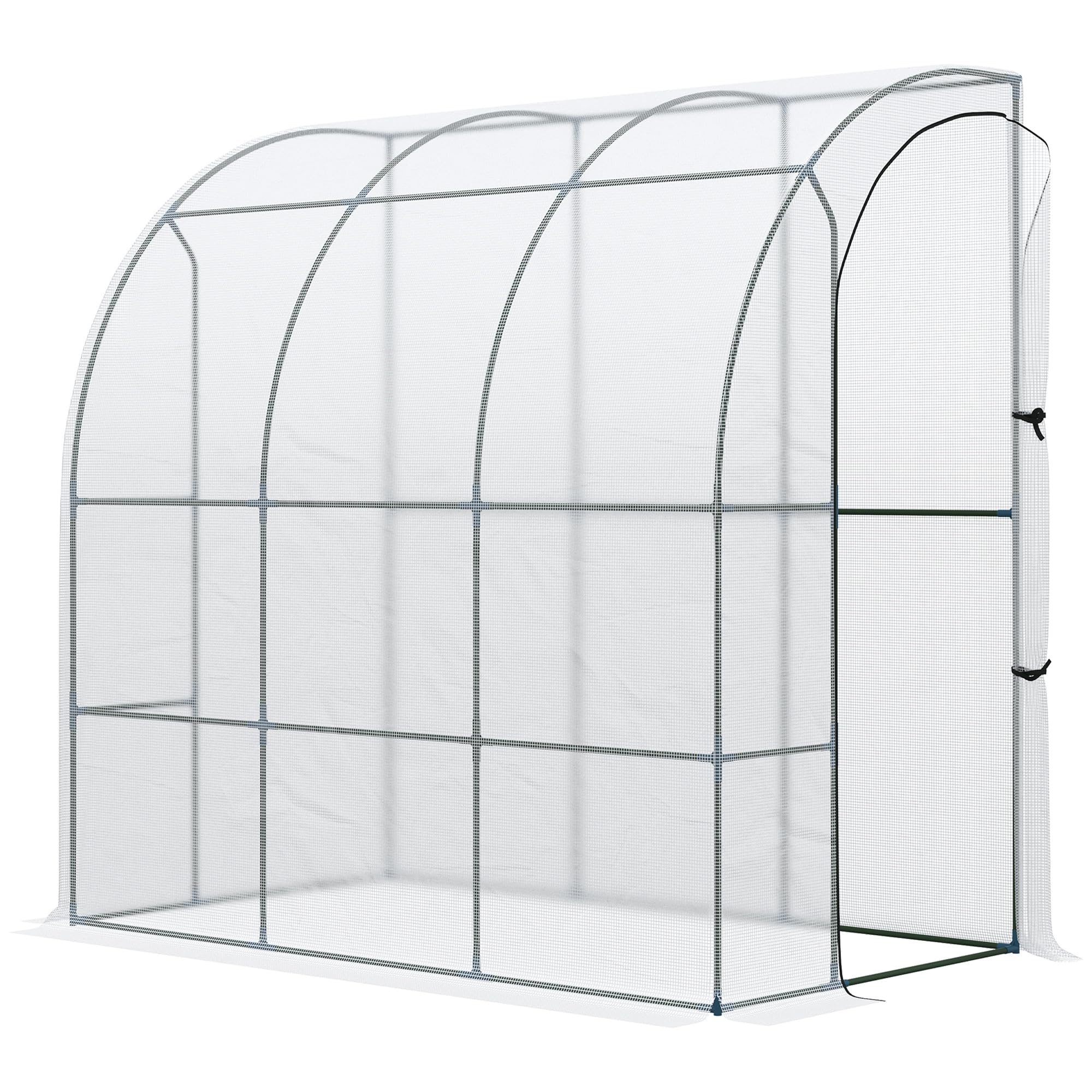 Outsunny 7' X 4' X 7' Outdoor Lean To Greenhouse, Walk-In Green House Plant Nursery With Roll-Up Window, Pe Cover, White