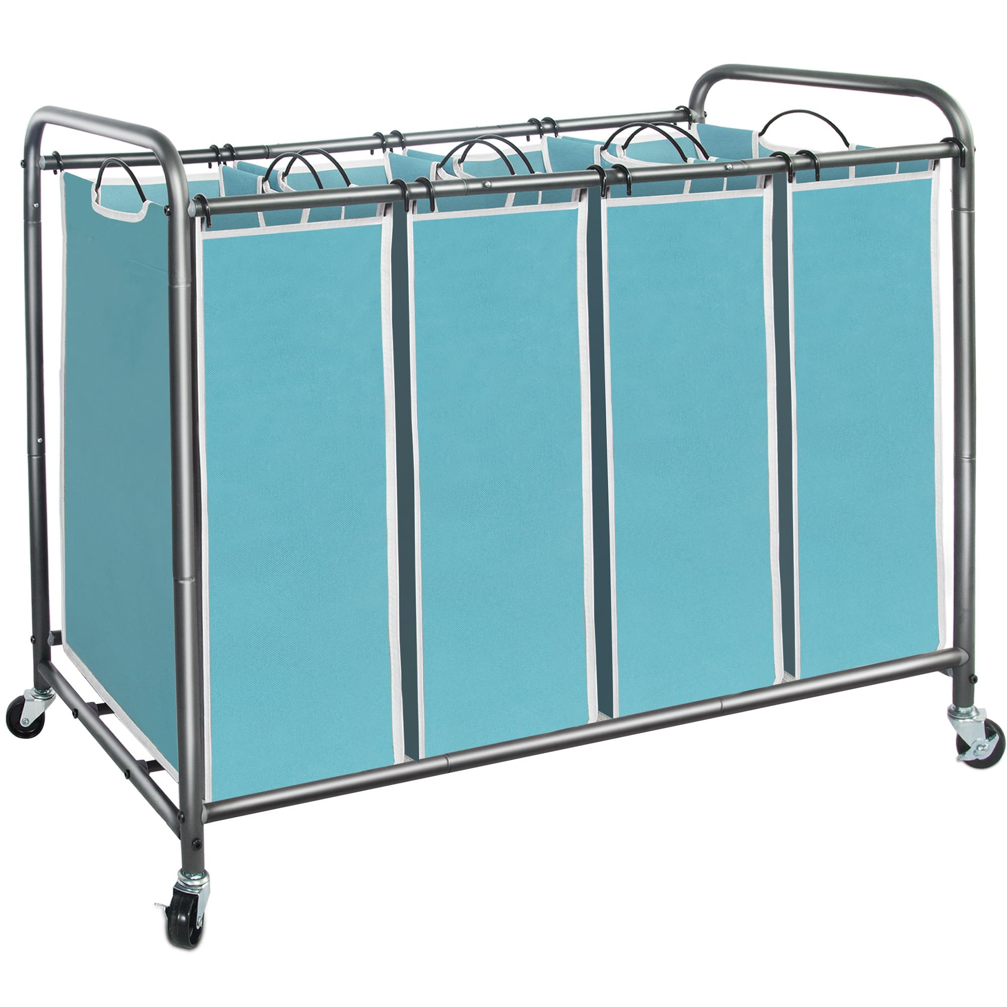 STORAGE MANIAC Laundry Sorter 4 Section, Laundry Hamper with Wheels, Laundry Basket Sorter, Laundry Separator Hamper, Laundry Di