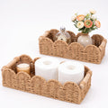 Bribay 2 Pack Toilet Paper Storage Basket with Wood Handles, Bathroom