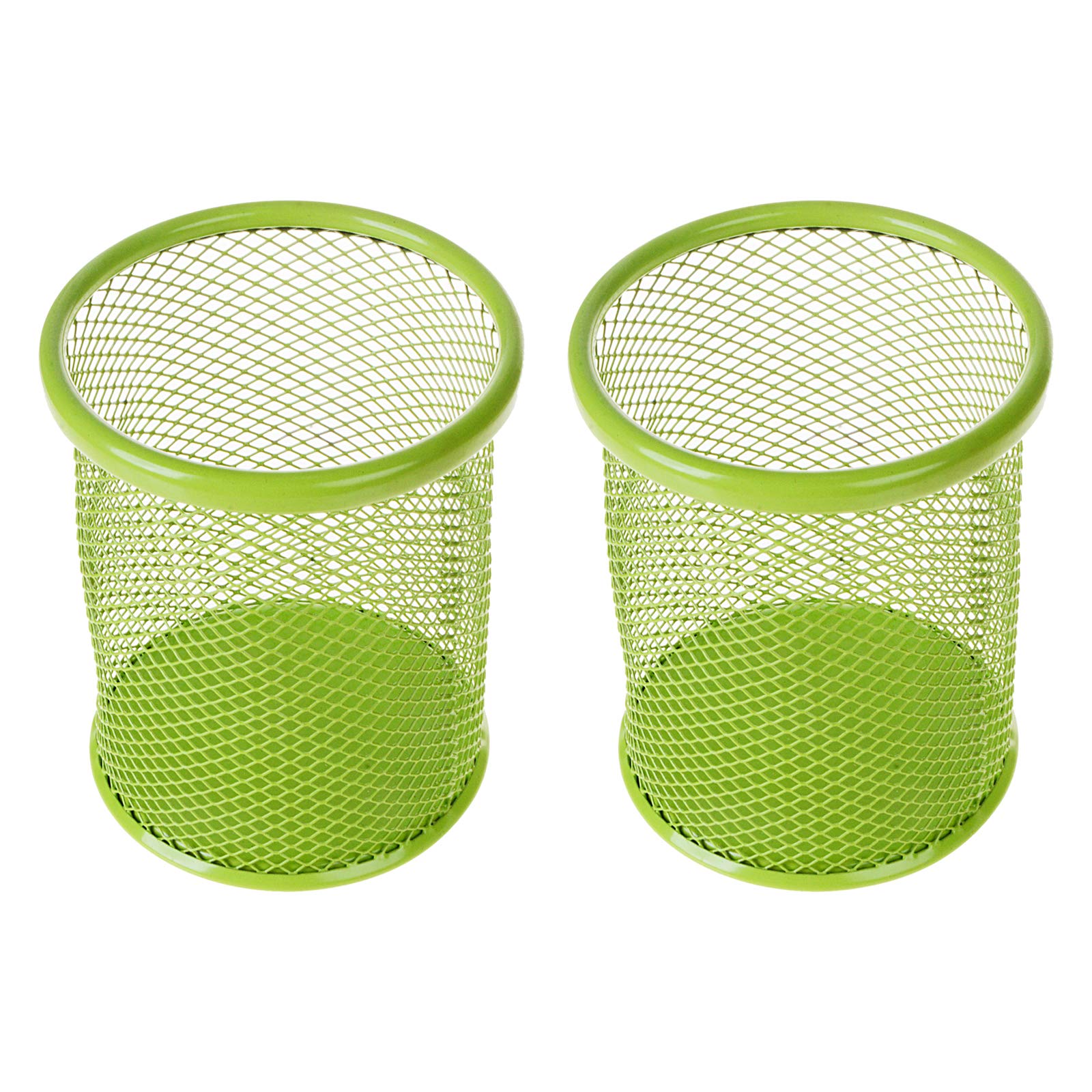 Saim Metal Desktop Storage Organizer Round Mesh Pen Ruler Eyebrow Pencil Makeup Brush Holder Case For Home Office Classroom, 2 P