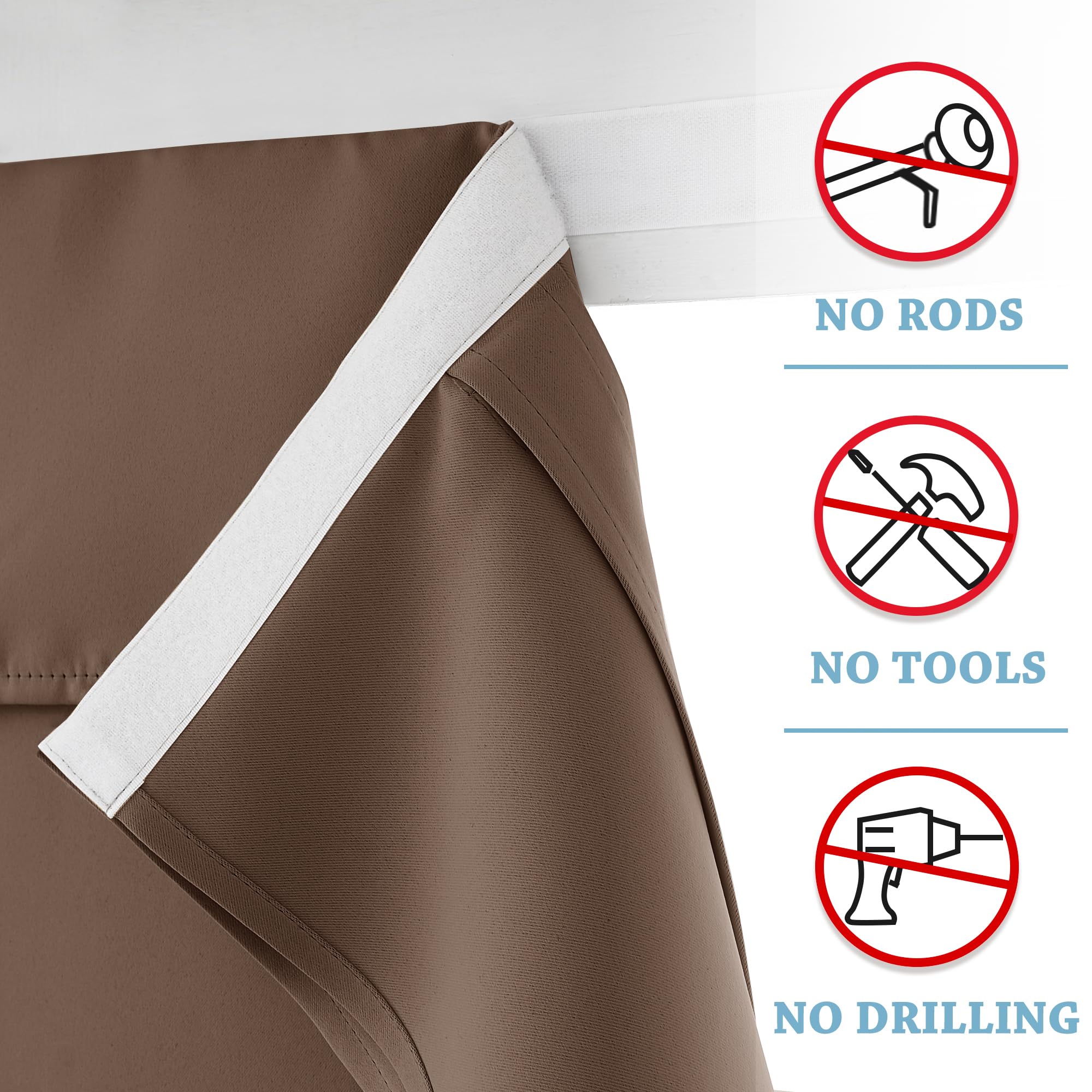 Ryb Home Blackout Door Curtains 2 Panels Set, Privacy Insulating Glass Window Door Blind Shdes For French Door Nana Door Sidelight Door Office, W 26 X L 72, Mocha