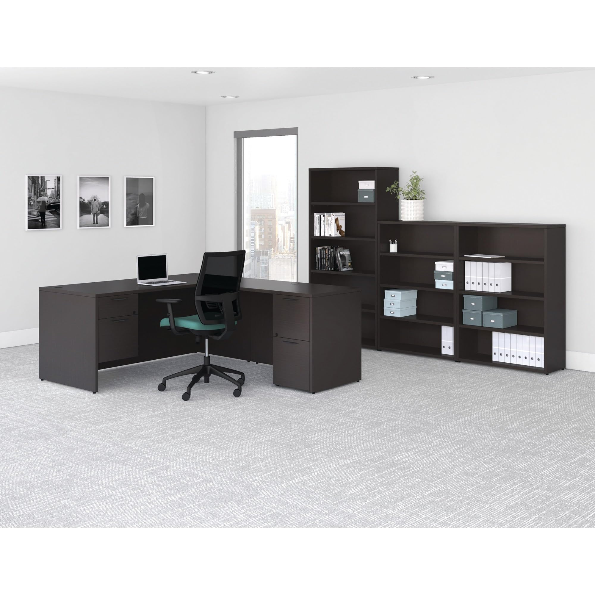 Lorell Prominence 2.0 Espresso Laminate Bridge, 48" X 24" X 29"