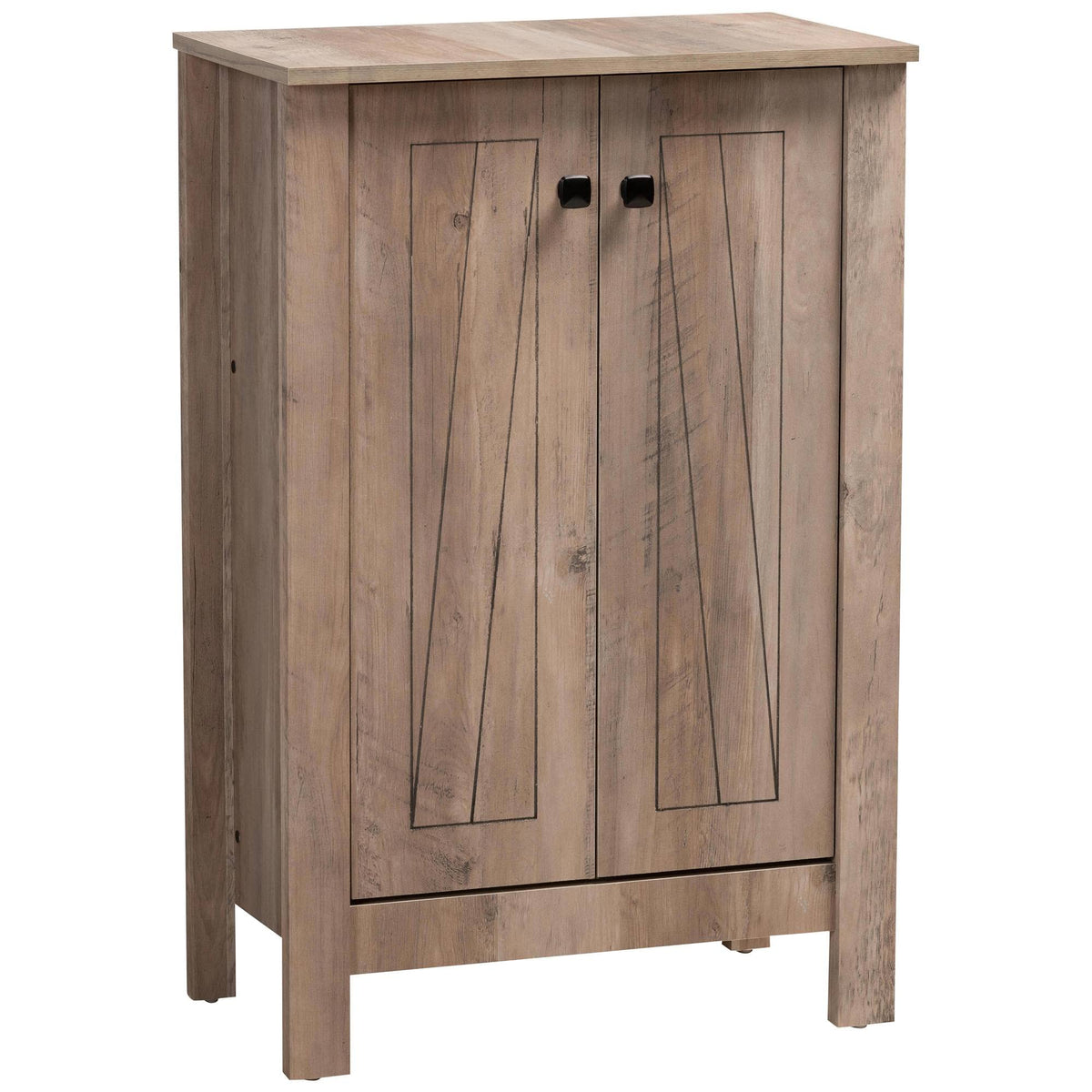 Baxton Studio Derek Modern and Contemporary Transitional Natural Oak Finished Wood 2-Door Shoe Cabinet