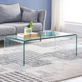 Glass Coffee Table, Modern Tempered Clear Coffee Tables Decor for Living Room, Easy to Clean and Safe Rounded Edges (Medium 39.3
