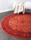 Unique Loom La Jolla Collection Farmhouse, Contemporary, Botanical, Traditional, Vintage Area Rug, 6 1 x 6 1, Orange/Burgundy