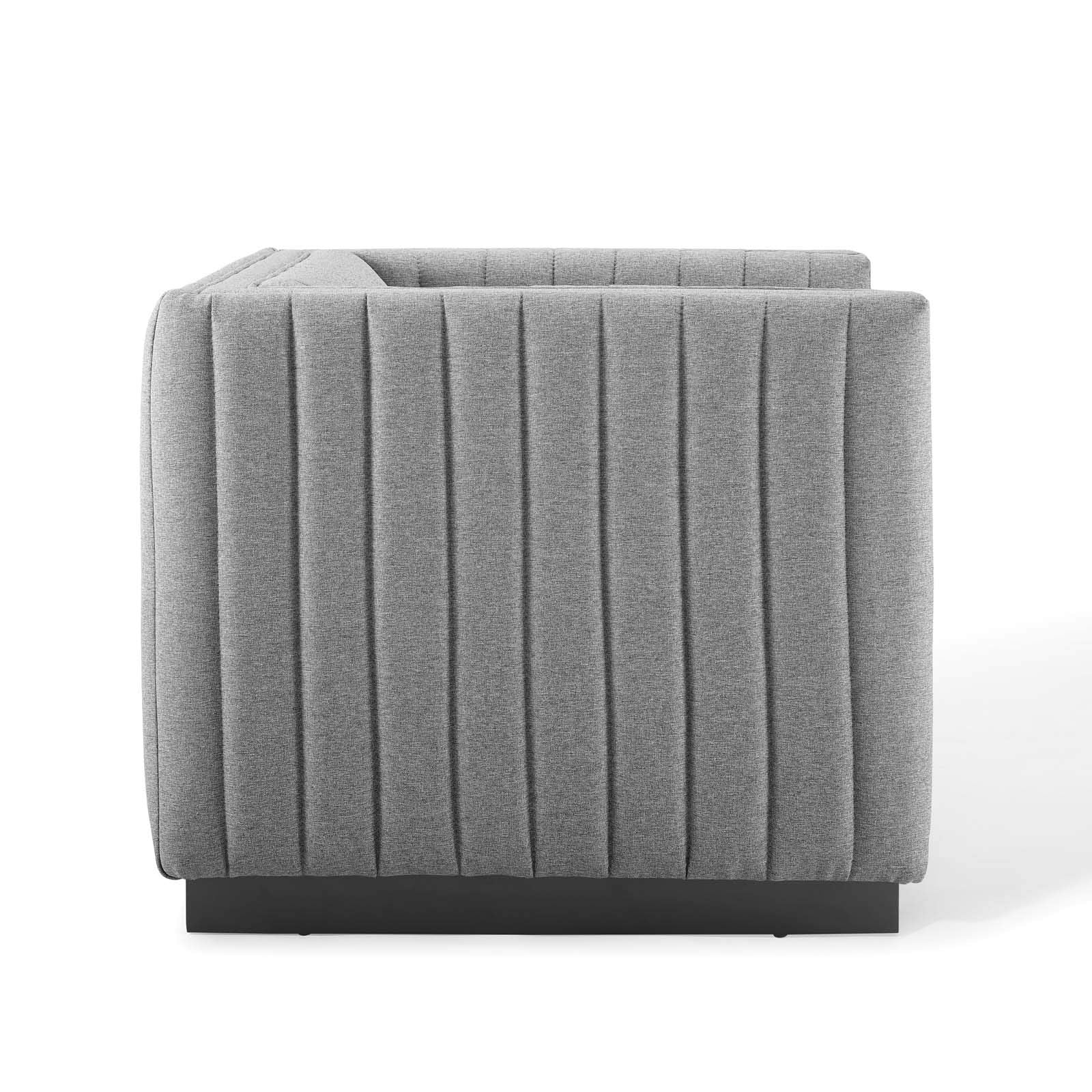 Modway Conjure Channel Tufted Upholstered Accent Armchair In Light Gray