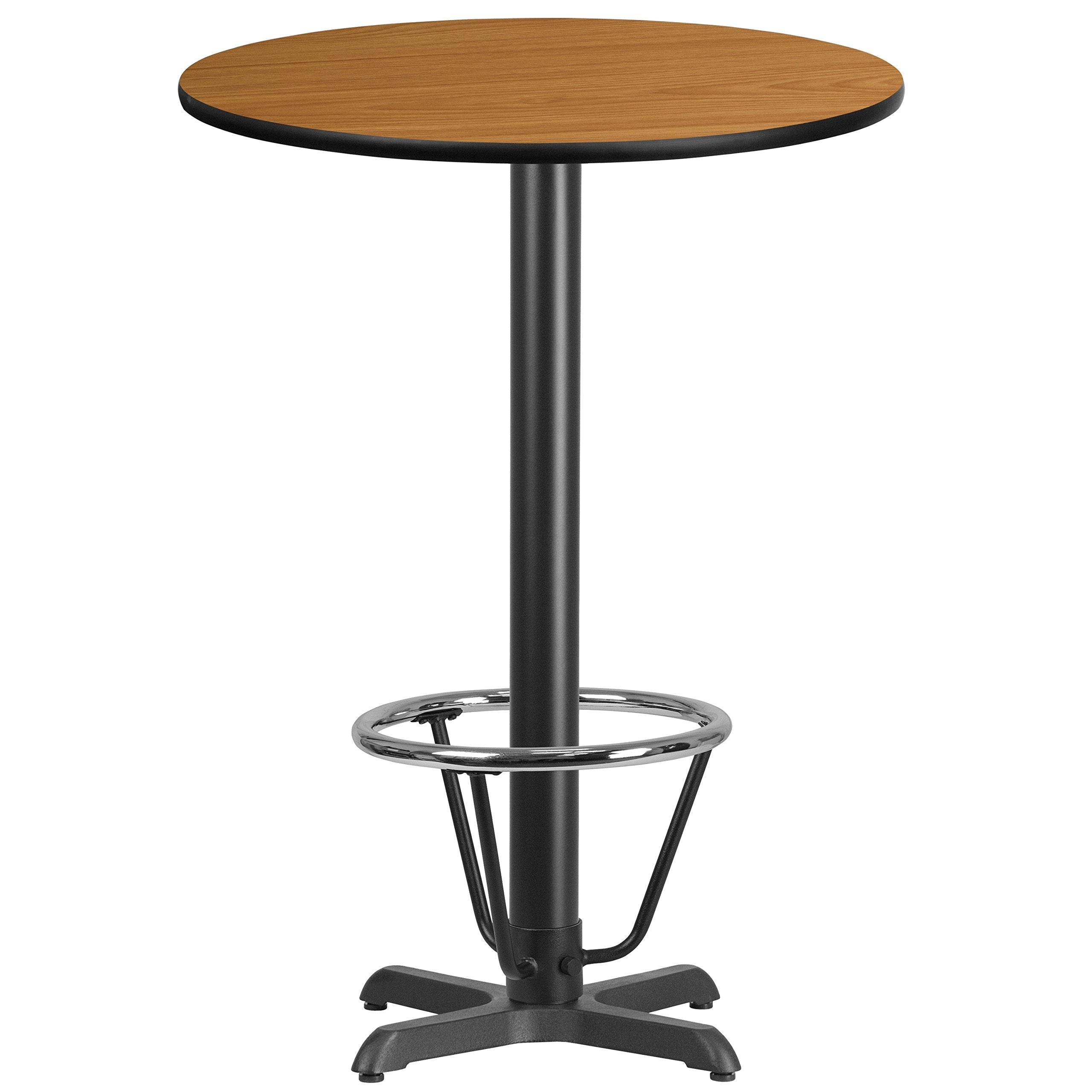 Flash Furniture 30'' Round Natural Laminate Table Top With 22'' X 22'' Bar Height Table Base And Foot Ring