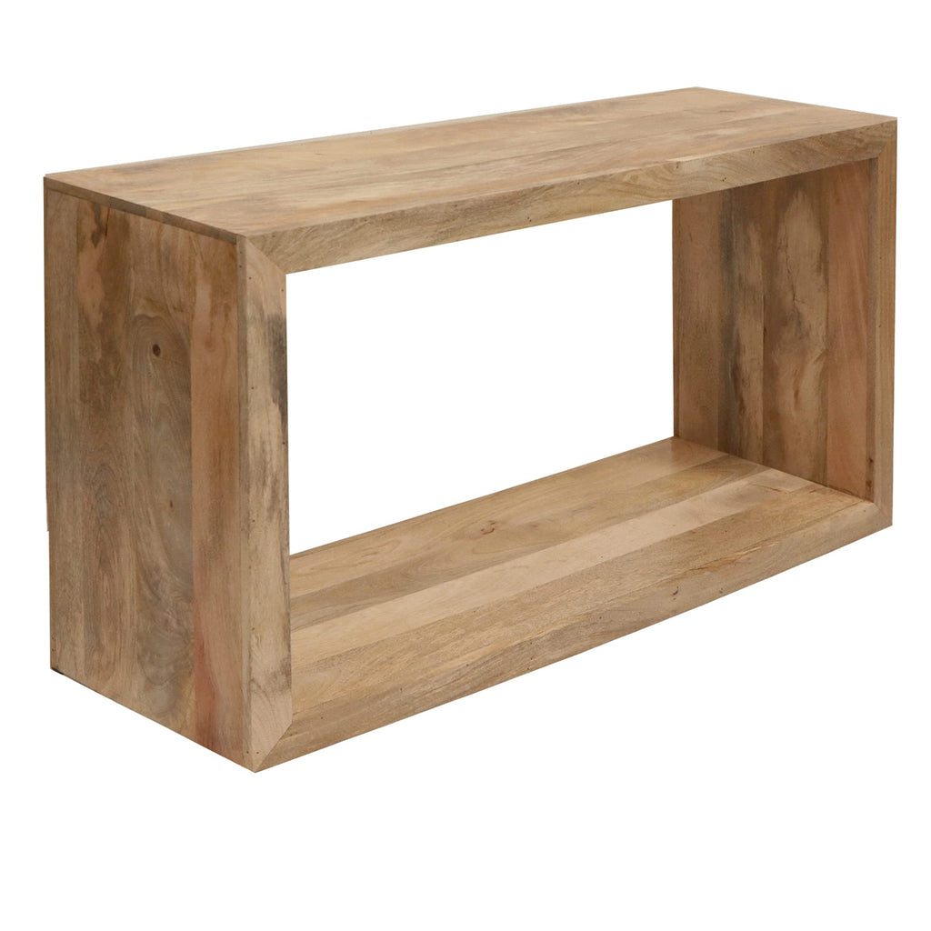 Keli 52 Inch Mango Wood Sideboard Console Table, Open Cube, 1 Shelf, Natural Brown